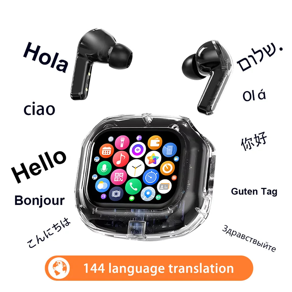 HLXZK 01 AI Translator Earbuds – Bluetooth 5.4 Wireless Headphones with 144-Language Real-Time Translation, Touchscreen Charging Case & HD Stereo Sound