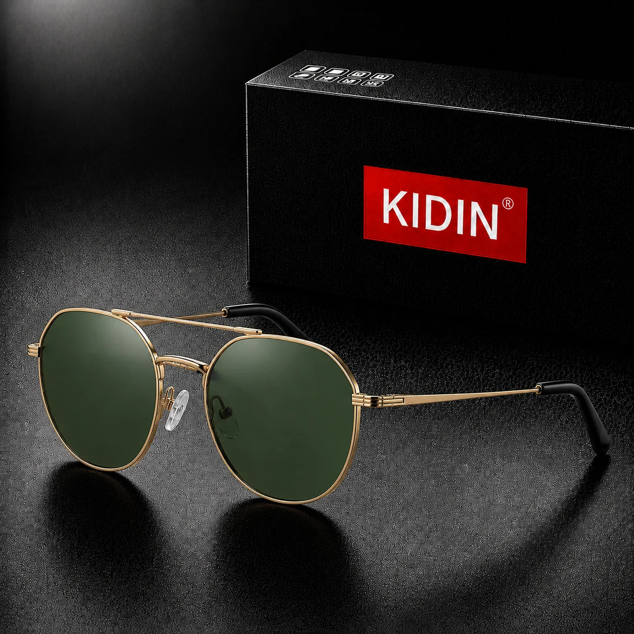 KIDIN Unisex Double Bridge Octagon Aviator UV400 Metal Sunglasses