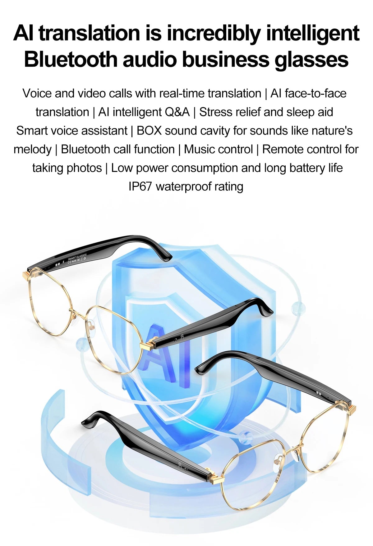AI Smart Glasses by Aogowear – Voice Assistant, Bluetooth Audio & Real - Time Translation – Buy Now at SmartSellHub.shop