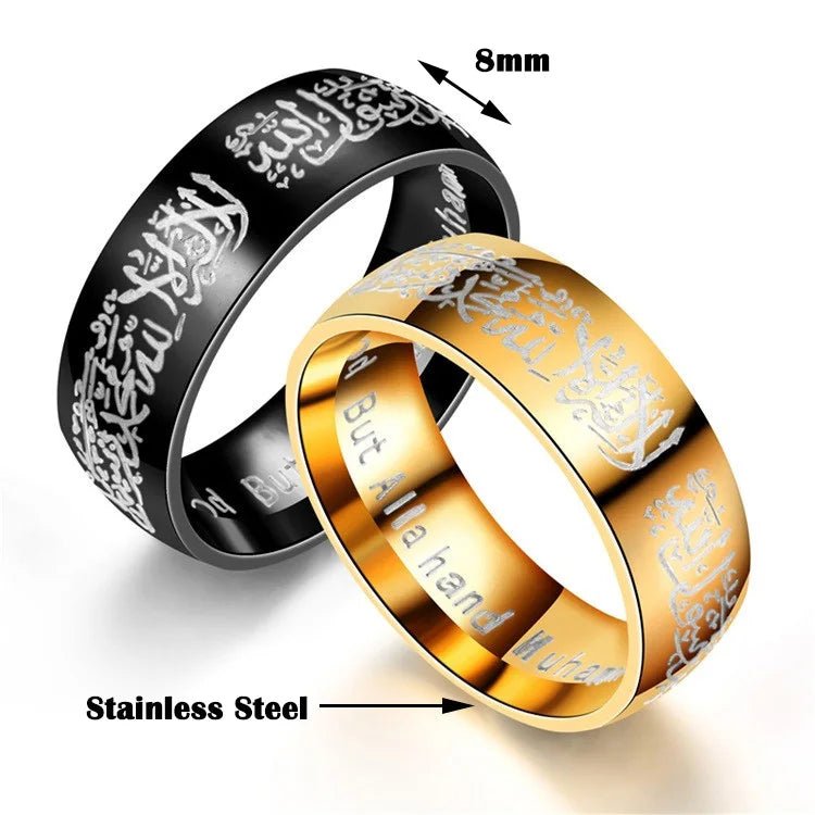 Maxmoon Trendy Titanium Steel Quran Messager rings Muslim religious Islamic halal words men women vintage bague Arabic God ring – Buy Now at SmartSellHub.shop