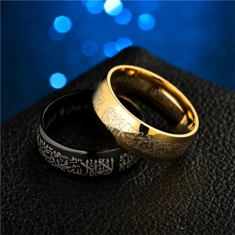 Maxmoon Trendy Titanium Steel Quran Messager rings Muslim religious Islamic halal words men women vintage bague Arabic God ring – Buy Now at SmartSellHub.shop