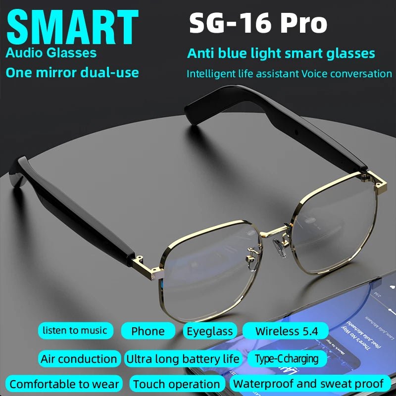 SG - 16 Pro Smart Bluetooth Glasses – HD Audio, Voice call & Stylish Design – Buy Now at SmartSellHub.shop
