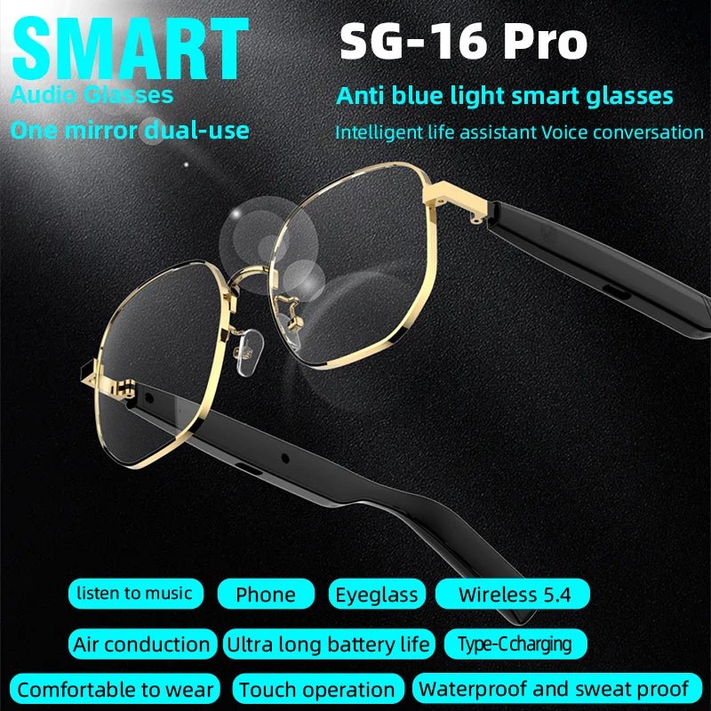 SG - 16 Pro Smart Bluetooth Glasses – HD Audio, Voice call & Stylish Design – Buy Now at SmartSellHub.shop