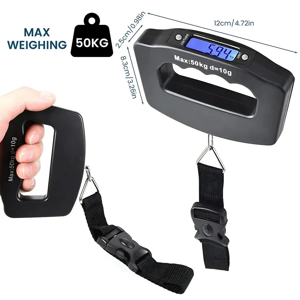 Portable Digital Luggage Scale 110lb/50kg LCD Hanging Travel Baggage Weight Scale with Auto Lock & Tare Function