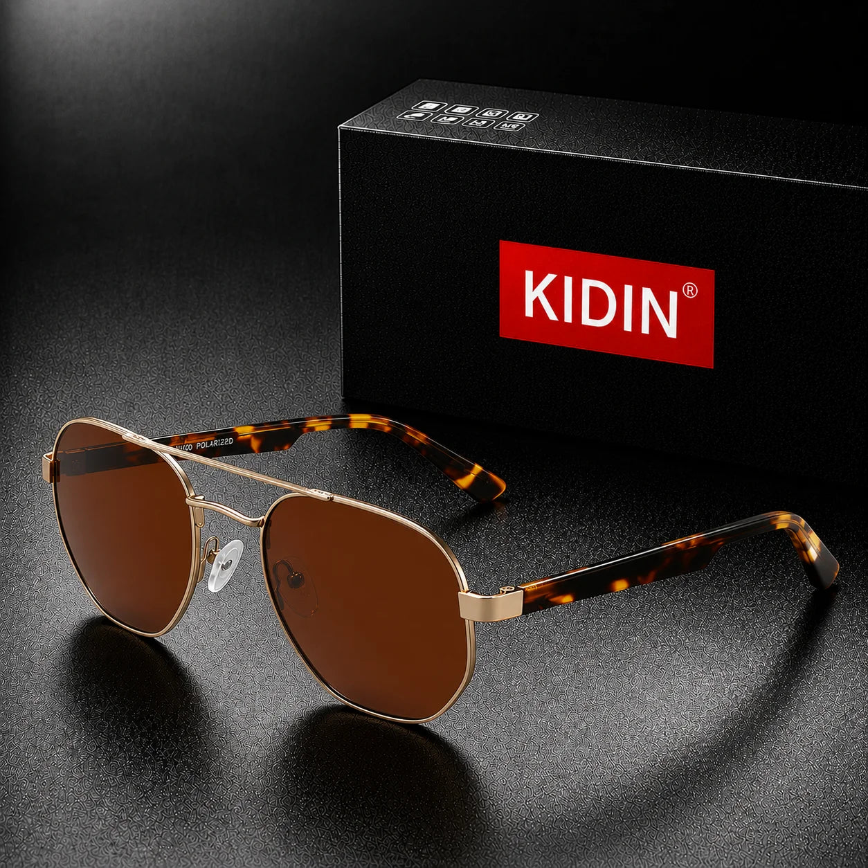 Men’s and Women's Polarized Sunglasses UV400 Square Metal Acetate Frame Driving Eyewear