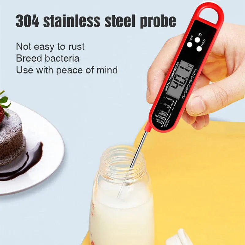 Digital Instant Read Meat Thermometer – Waterproof BBQ & Kitchen Food Temperature Probe for Grill, Oven, Oil, Milk & Cooking