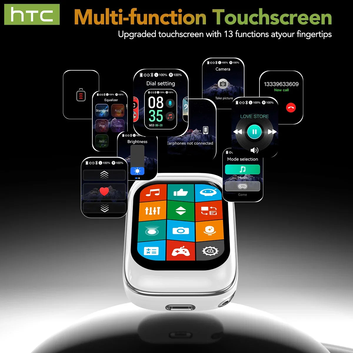 HTC NE48 Smart Touchscreen Wireless Earbuds with AI Translation