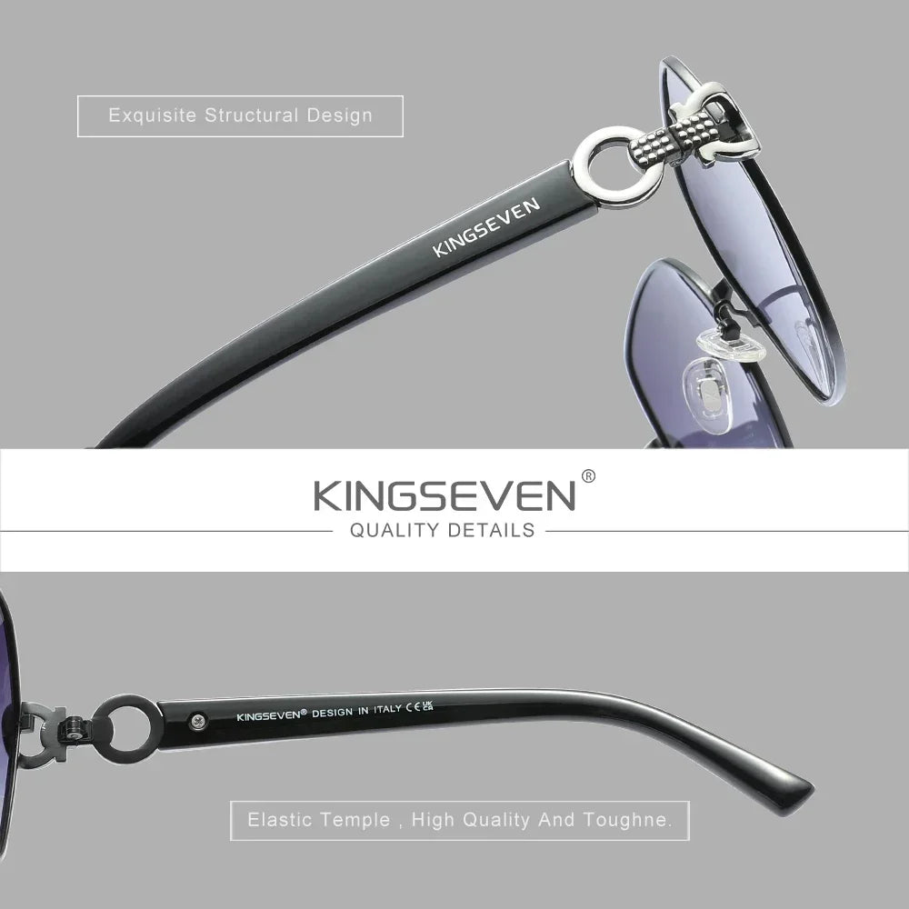 KINGSEVEN Women Polarized Sunglasses UV400 Oversized Butterfly Alloy Frame Driving