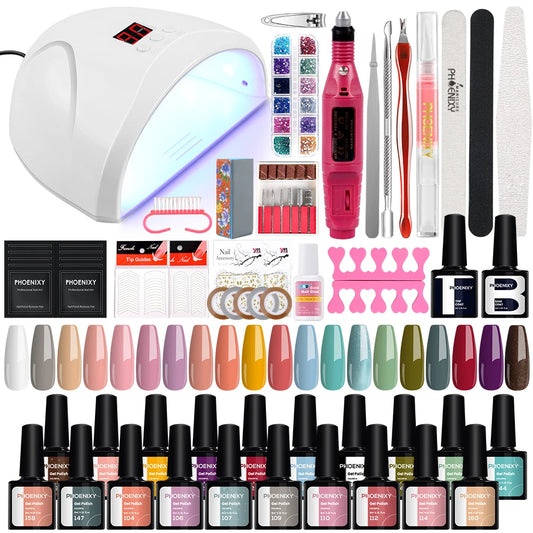 Complete Gel Nail Polish Kit – UV LED Dryer, Semi-Permanent Varnish Set