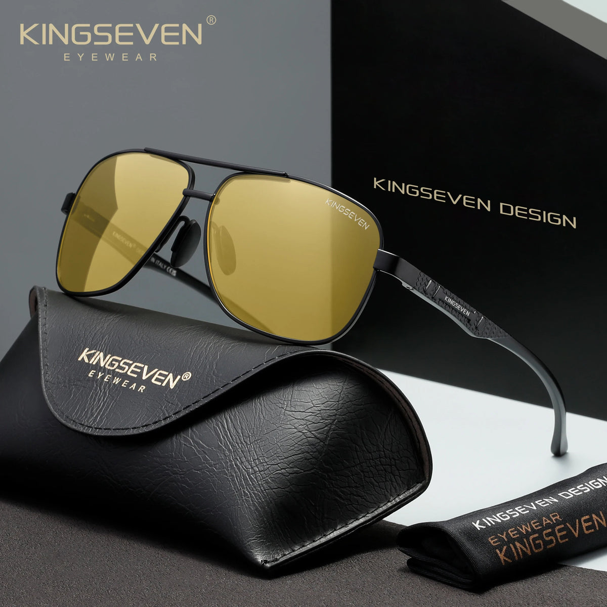 KINGSEVEN Retro Luxury Polarized UV400 Sunglasses Unisex Trendy Protective Eyewear For Ideal For Driving