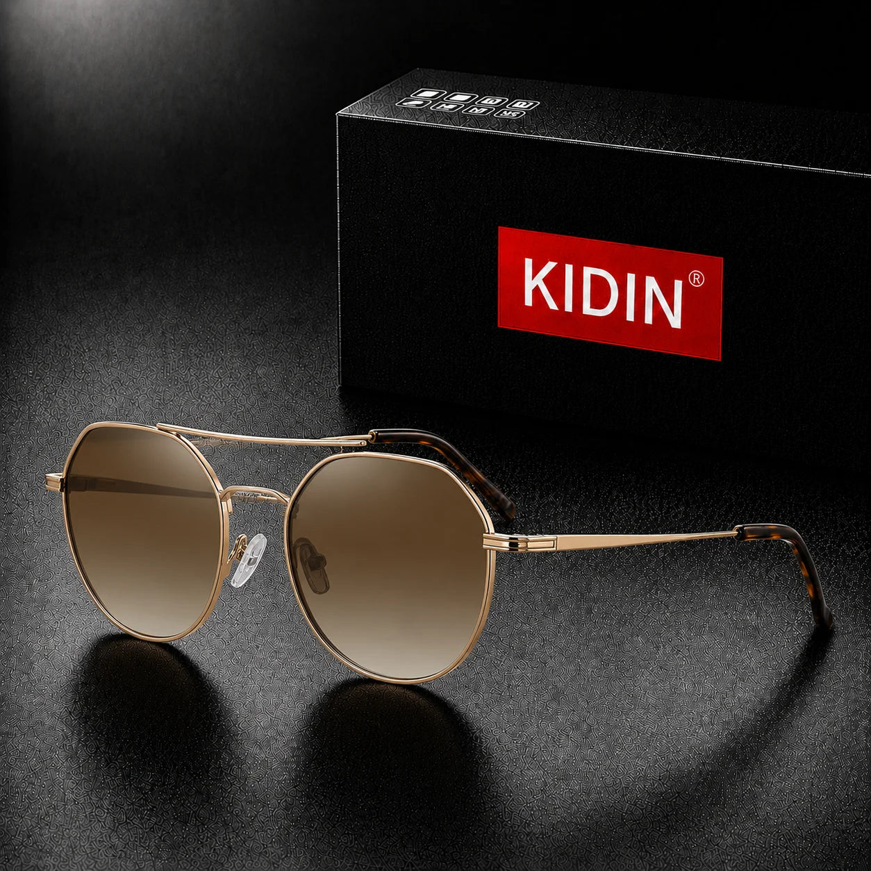 KIDIN Unisex Double Bridge Octagon Aviator UV400 Metal Sunglasses