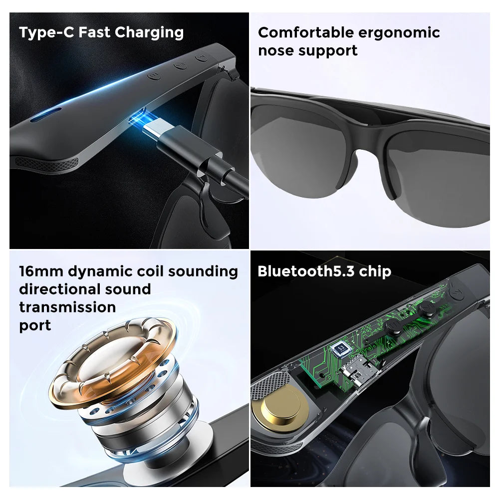 AI Translator Smart Glasses – 144-Language Real-Time Translation, Bluetooth 5.3 Audio Sunglasses