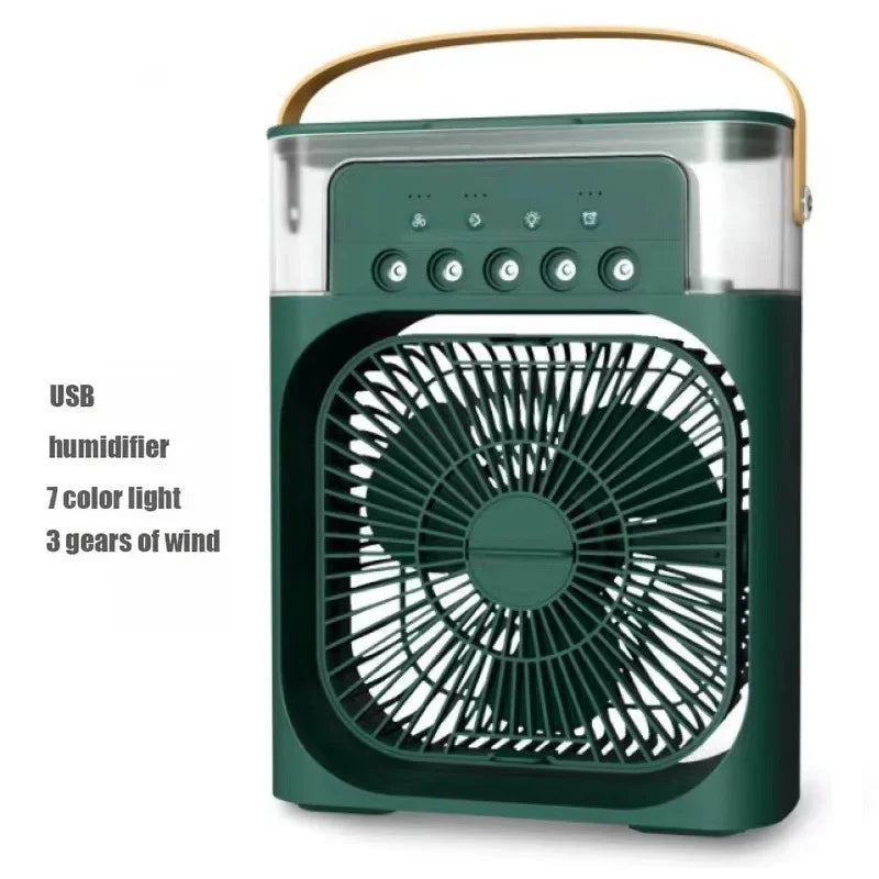 Portable 4-in-1 Mini Air Cooler & Humidifier with LED – USB Powered Personal Fan