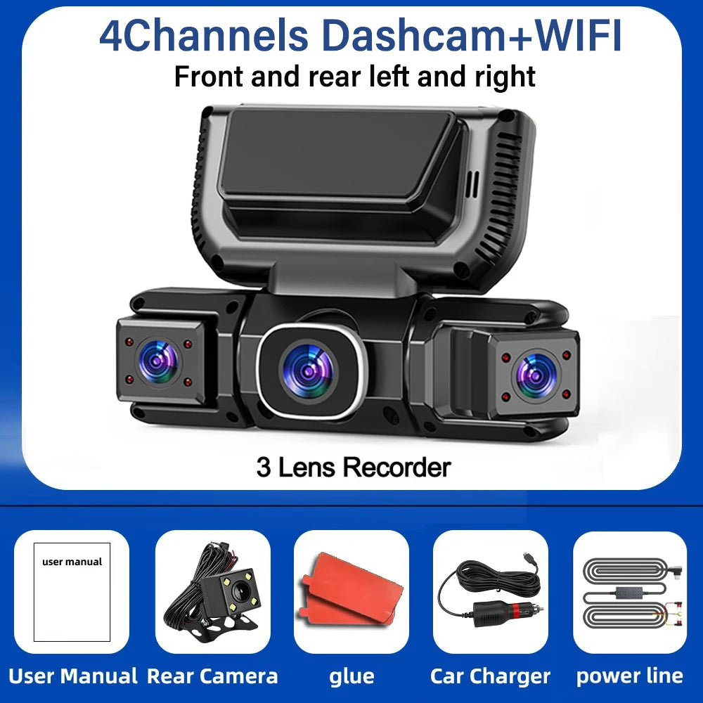 4-Channel 1080P Car DVR Dash Cam WiFi 360° View Parking Monitor