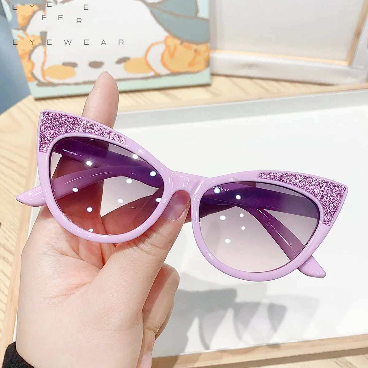 Lovely Cat Eye Children Sunglasses Shiny Bowknot Sun Glasses Kids Cute Baby Eyewear Trend Girls Boy Eyeglasses