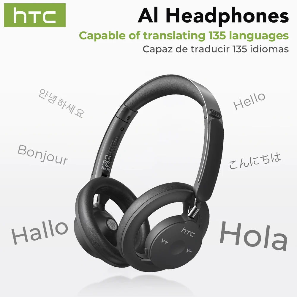 HTC HP06 Open-Ear Wireless Headphones – AI Real-Time Translation & Bluetooth 5.3