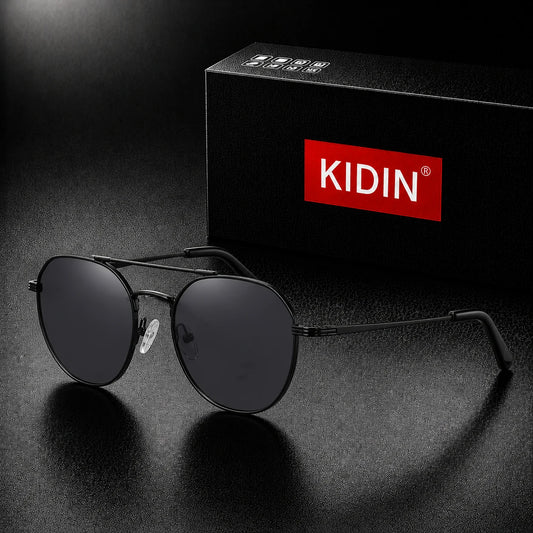 KIDIN Unisex Double Bridge Octagon Aviator UV400 Metal Sunglasses