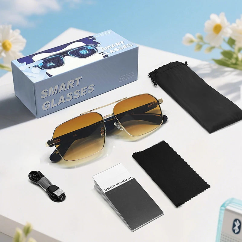 AI Translator Smart Glasses – Bluetooth 5.4 Audio Sunglasses with Real-Time Translation in 160 Languages