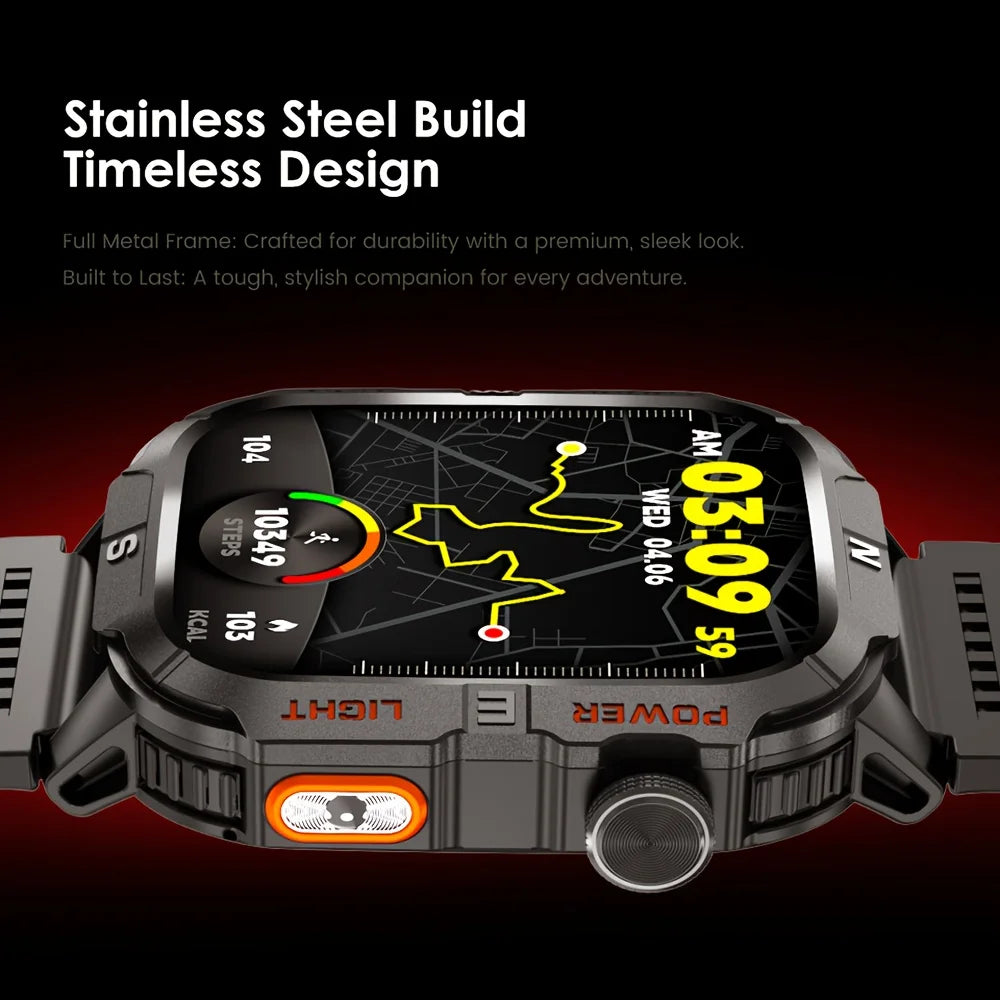 GPS Smartwatch for Men with Bluetooth Calling, LED Flashlight, Compass & IP68 Waterproof