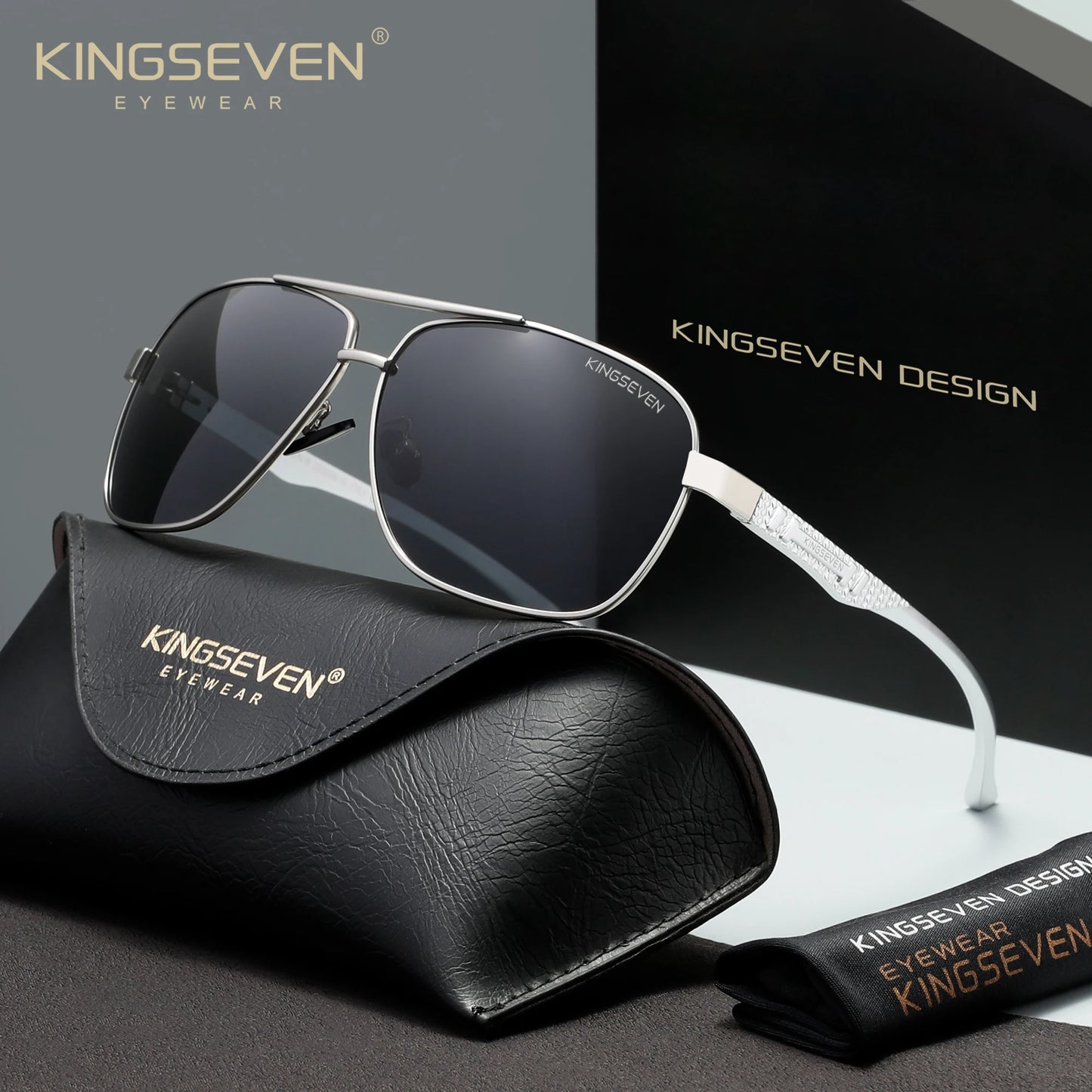 KINGSEVEN Retro Luxury Polarized UV400 Sunglasses Unisex Trendy Protective Eyewear For Ideal For Driving