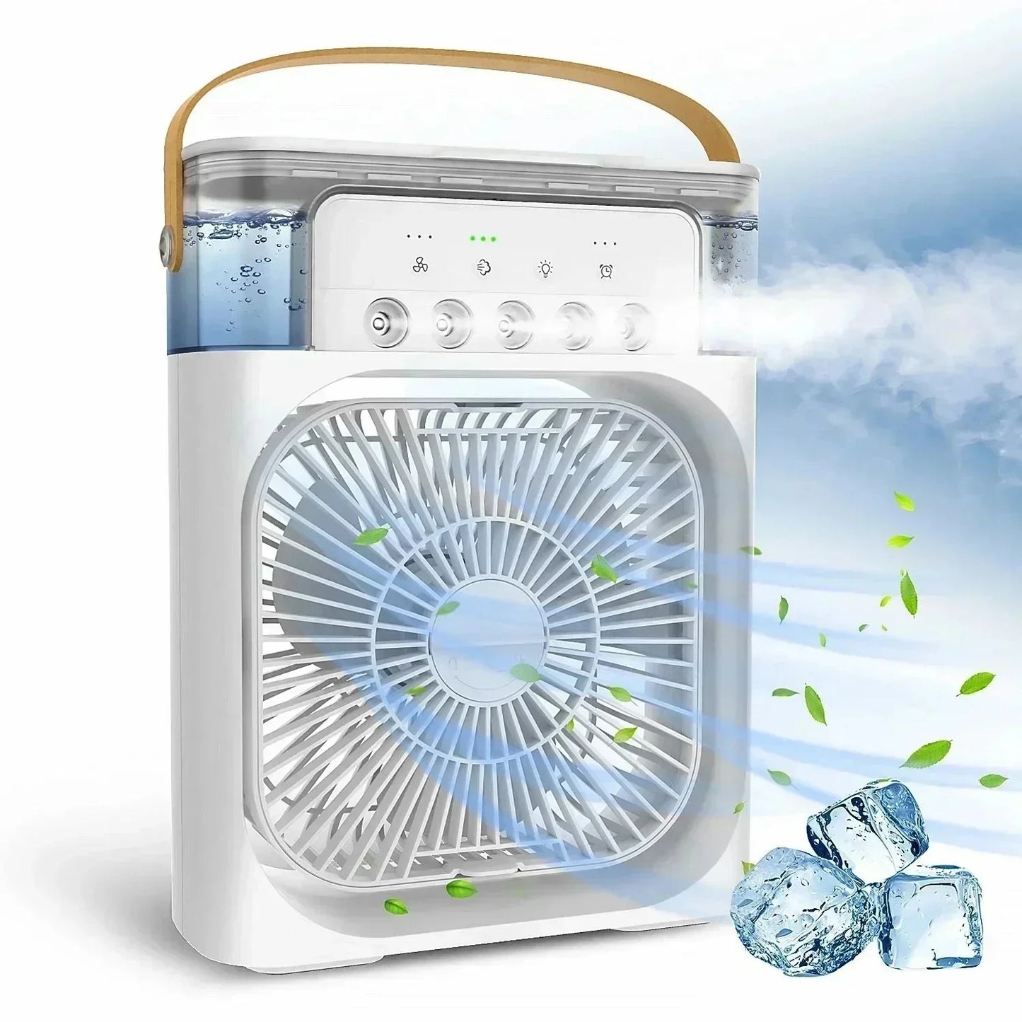 Portable 4-in-1 Mini Air Cooler & Humidifier with LED – USB Powered Personal Fan