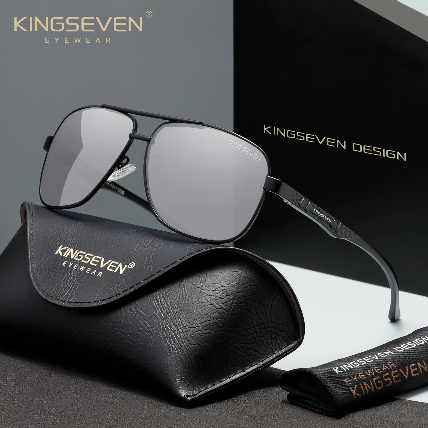 KINGSEVEN Retro Luxury Polarized UV400 Sunglasses Unisex Trendy Protective Eyewear For Ideal For Driving