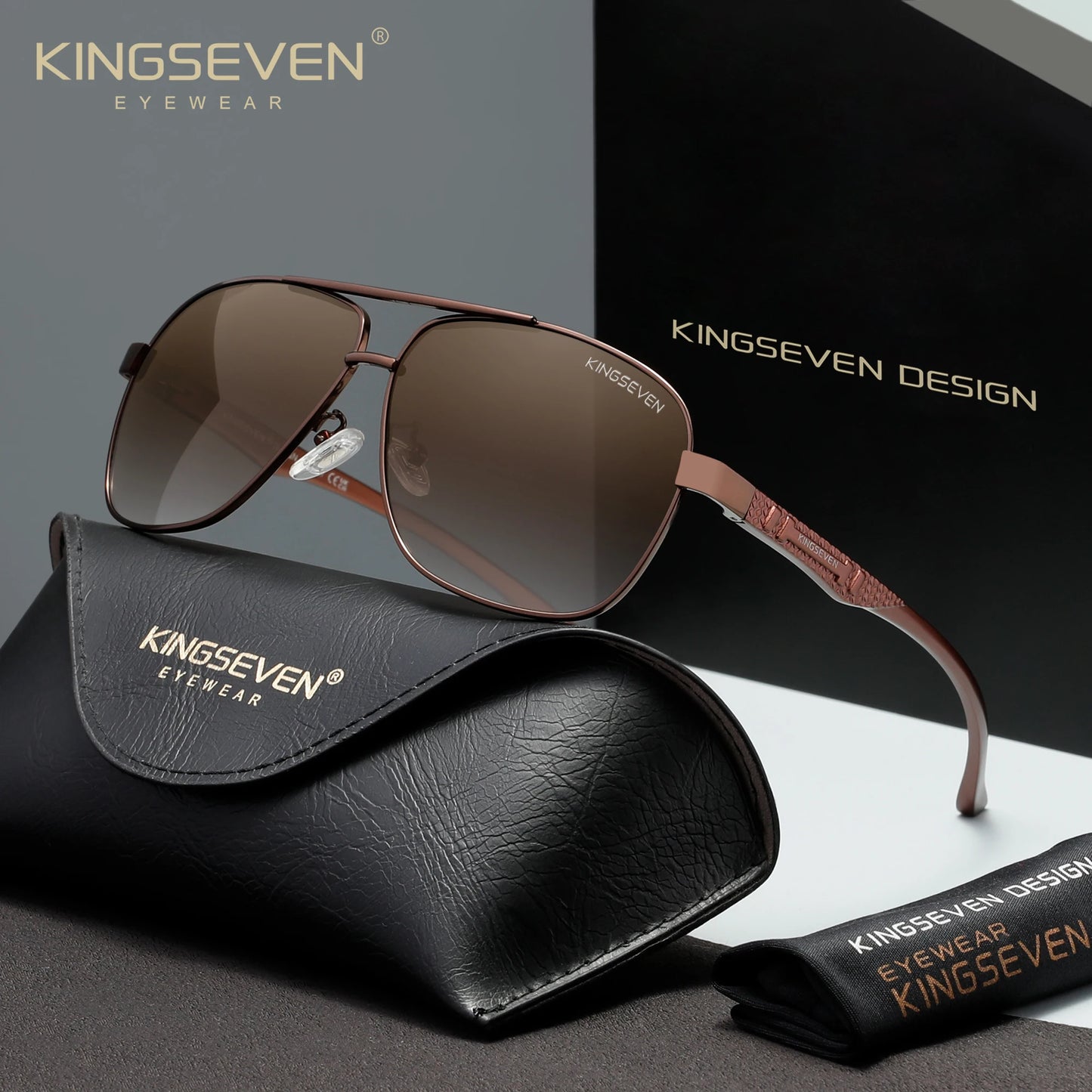 KINGSEVEN Retro Luxury Polarized UV400 Sunglasses Unisex Trendy Protective Eyewear For Ideal For Driving