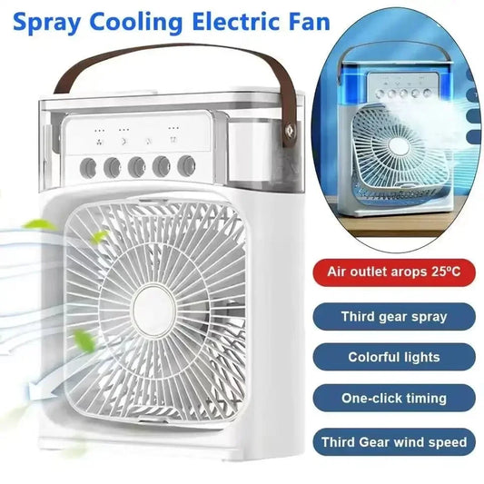 Portable 4-in-1 Mini Air Cooler & Humidifier with LED – USB Powered Personal Fan