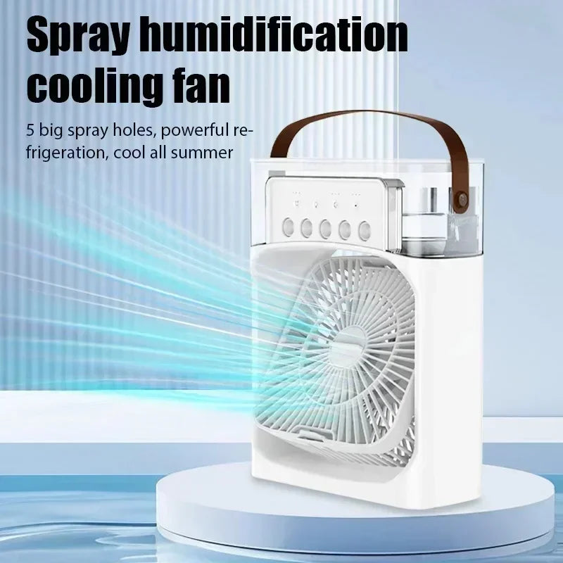 Portable 4-in-1 Mini Air Cooler & Humidifier with LED – USB Powered Personal Fan