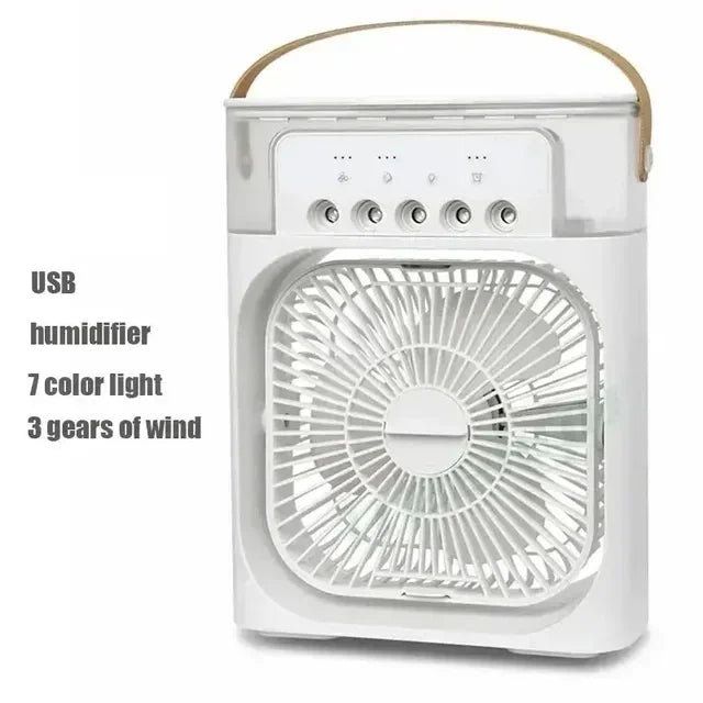 Portable 4-in-1 Mini Air Cooler & Humidifier with LED – USB Powered Personal Fan