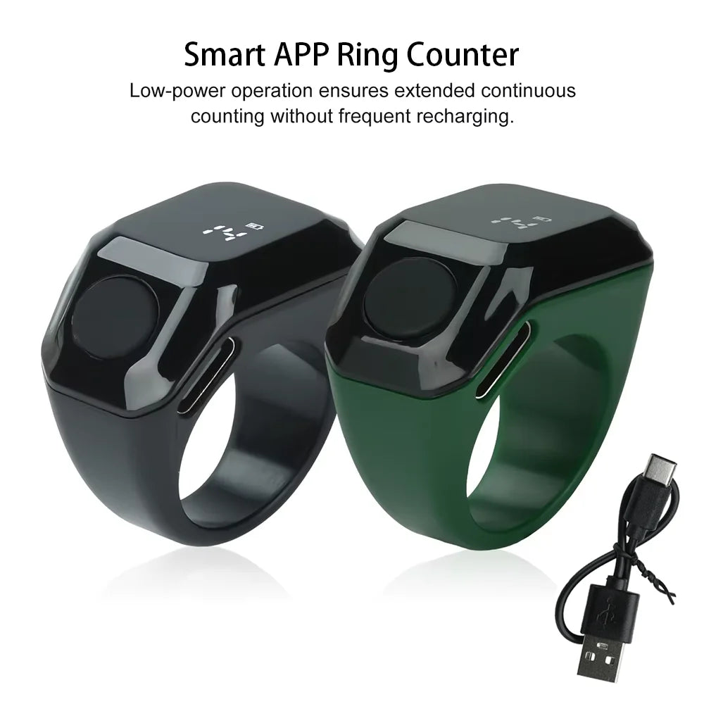 Smart Bluetooth Ring Counter – Rechargeable Digital Finger Tally Counter with LED Display, APP Sync, Vibration Reminder & Portable Click Counter for Sports, Fitness, Prayer & Events