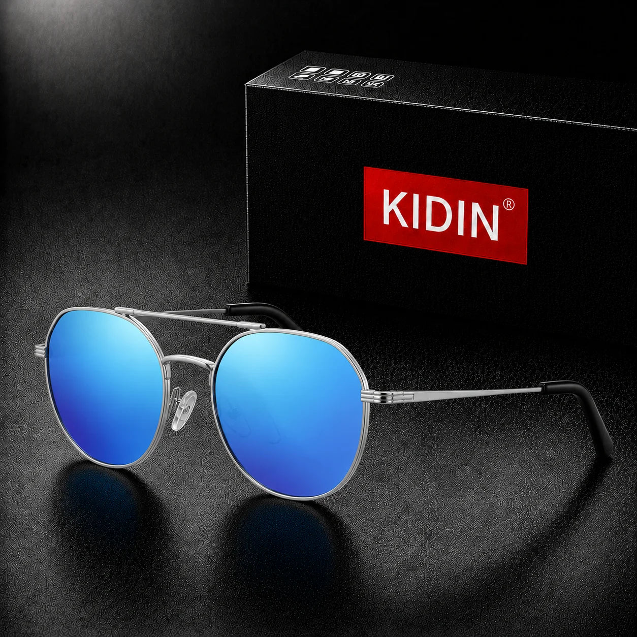 KIDIN Unisex Double Bridge Octagon Aviator UV400 Metal Sunglasses