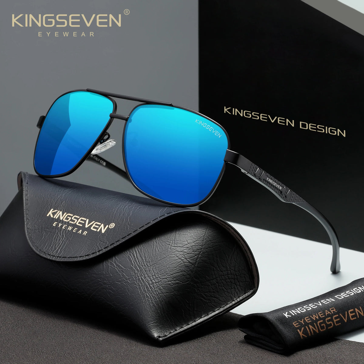 KINGSEVEN Retro Luxury Polarized UV400 Sunglasses Unisex Trendy Protective Eyewear For Ideal For Driving
