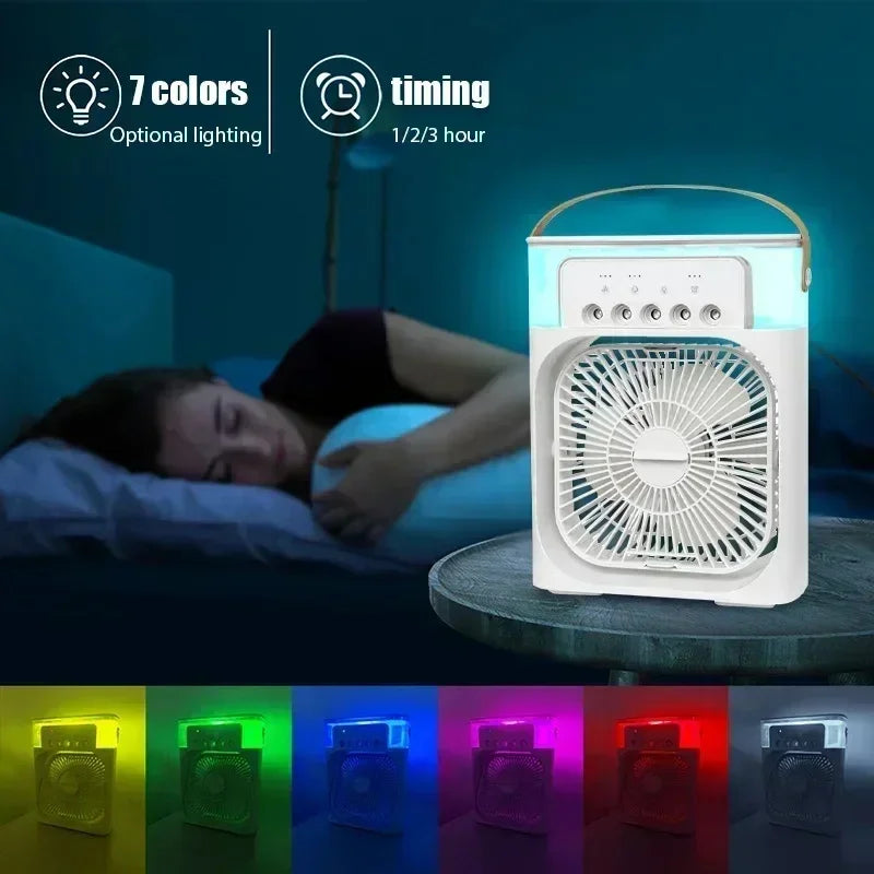 Portable 4-in-1 Mini Air Cooler & Humidifier with LED – USB Powered Personal Fan