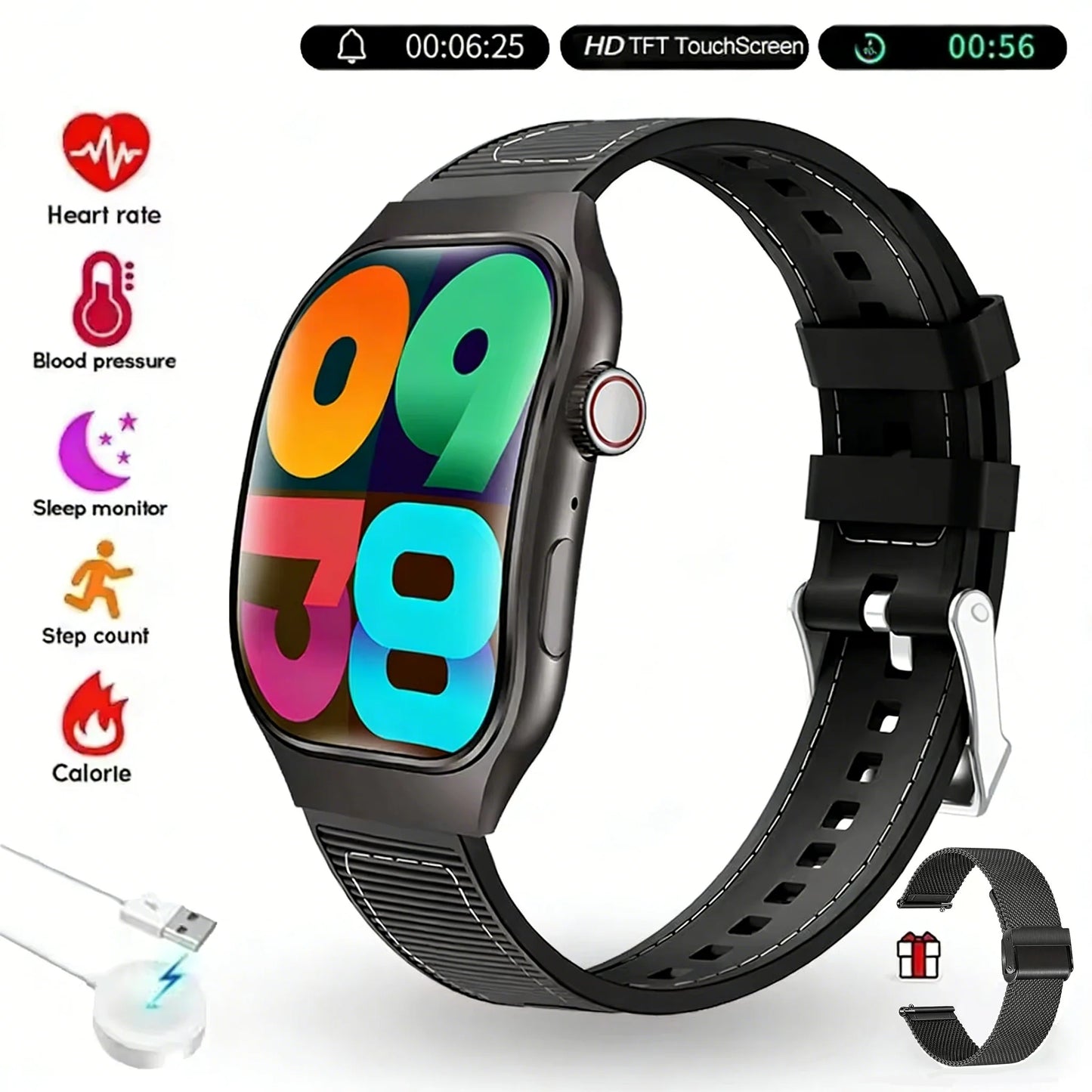 2.01″ HD Smart Watch with Bluetooth Calling, Fitness & Health Tracking