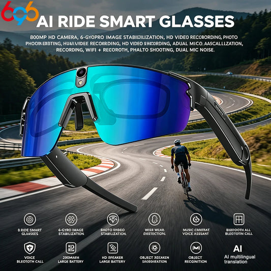 AI Cycling Smart Glasses with 4K Camera, Bluetooth Calls, Translation & Music