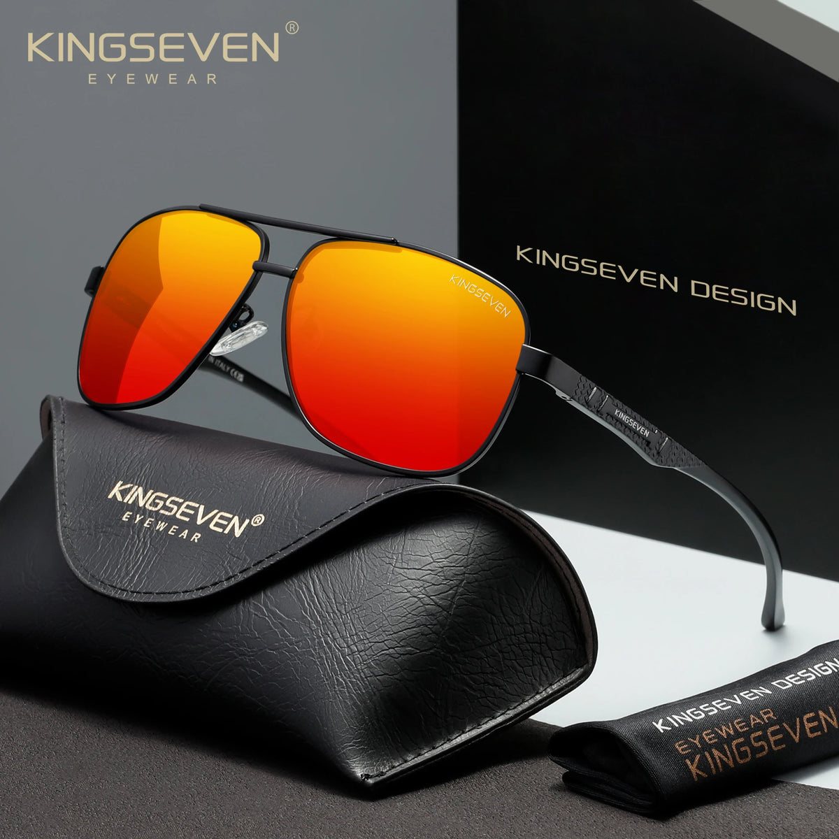KINGSEVEN Retro Luxury Polarized UV400 Sunglasses Unisex Trendy Protective Eyewear For Ideal For Driving
