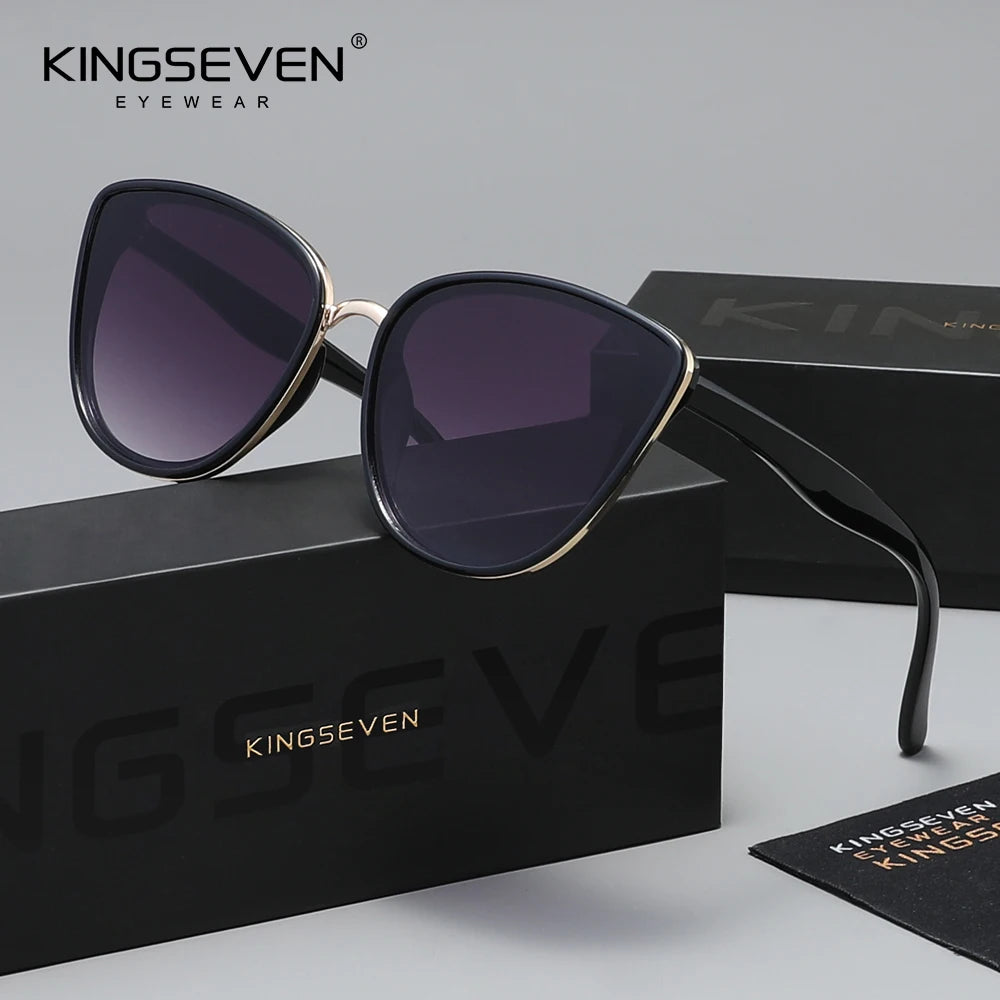 KINGSEVEN Retro Fashion Cat Eye Sunglasses – Vintage UV400 Driving Glasses for Women