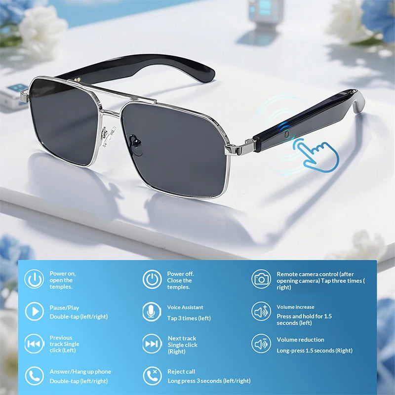 AI Translator Smart Glasses – Bluetooth 5.4 Audio Sunglasses with Real-Time Translation in 160 Languages