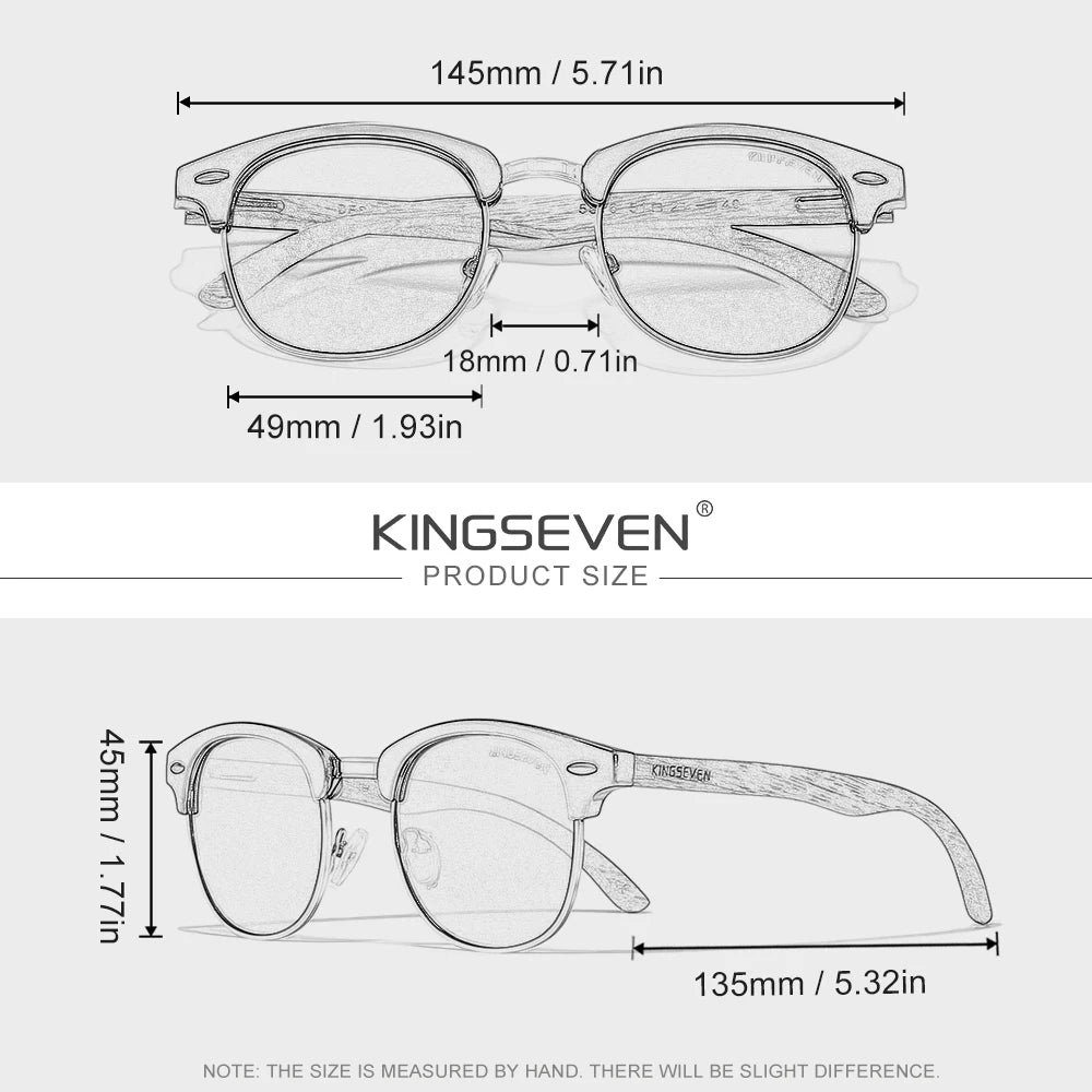 KINGSEVEN Vintage Luxury Walnut Sunglasses Men Women Polarized UV400 Wooden Glasses
