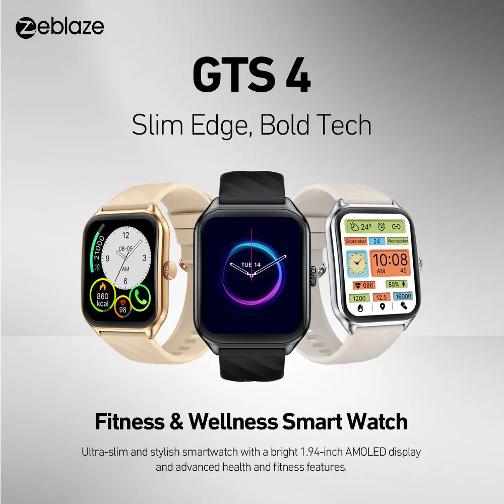 Zeblaze GTS 4 Smart Watch 1.94" HD AMOLED Display, Bluetooth Calling, Heart Rate, SpO2, 100+ Sports Modes