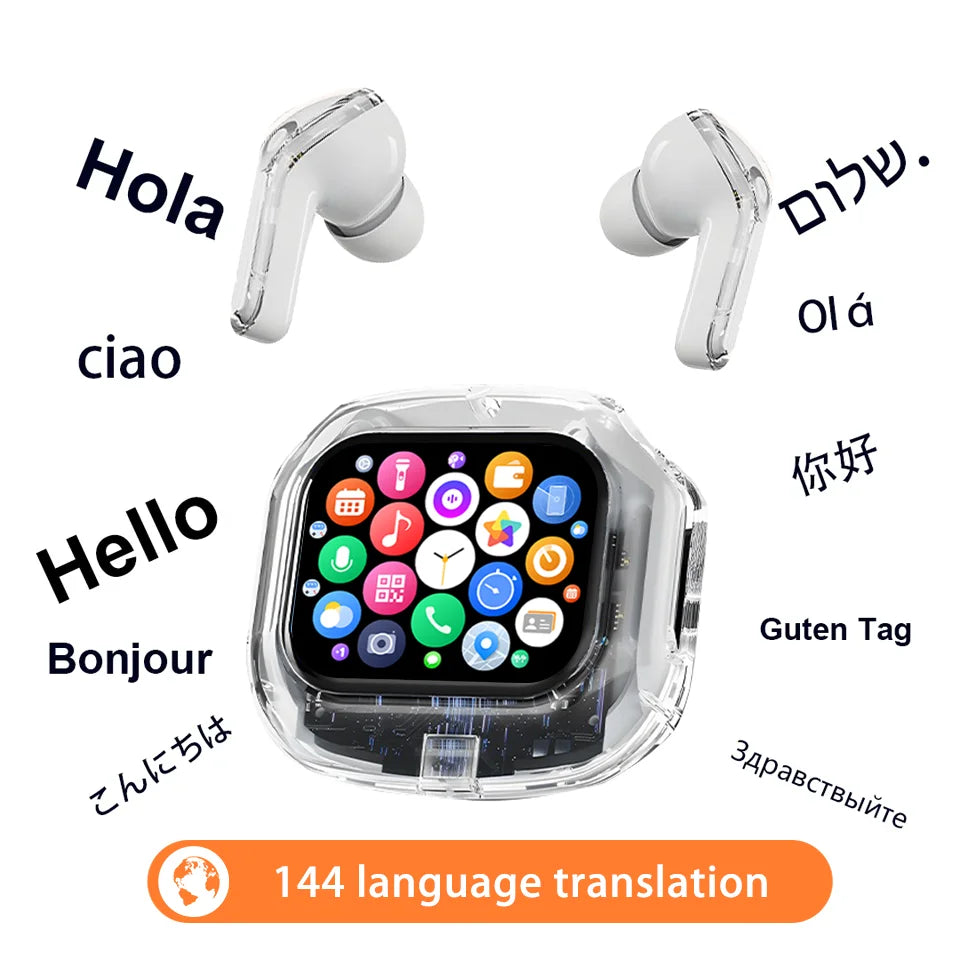 HLXZK 01 AI Translator Earbuds – Bluetooth 5.4 Wireless Headphones with 144-Language Real-Time Translation, Touchscreen Charging Case & HD Stereo Sound