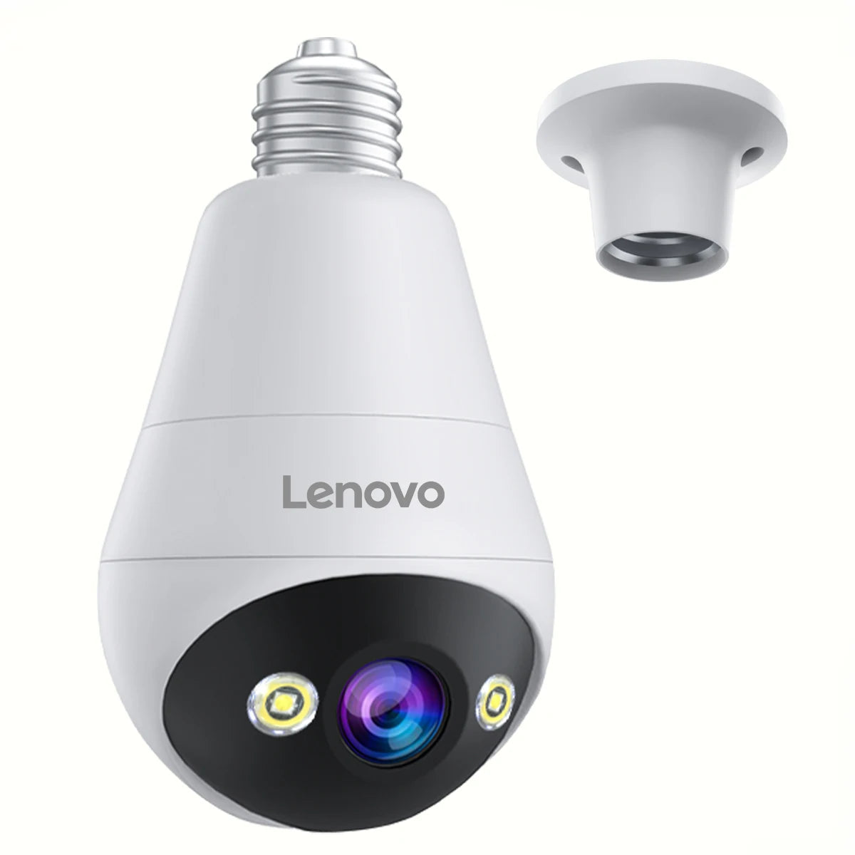 Lenovo 3MP WiFi E27 Bulb Security Camera with Night Vision, Motion Detection & Two-Way Audio