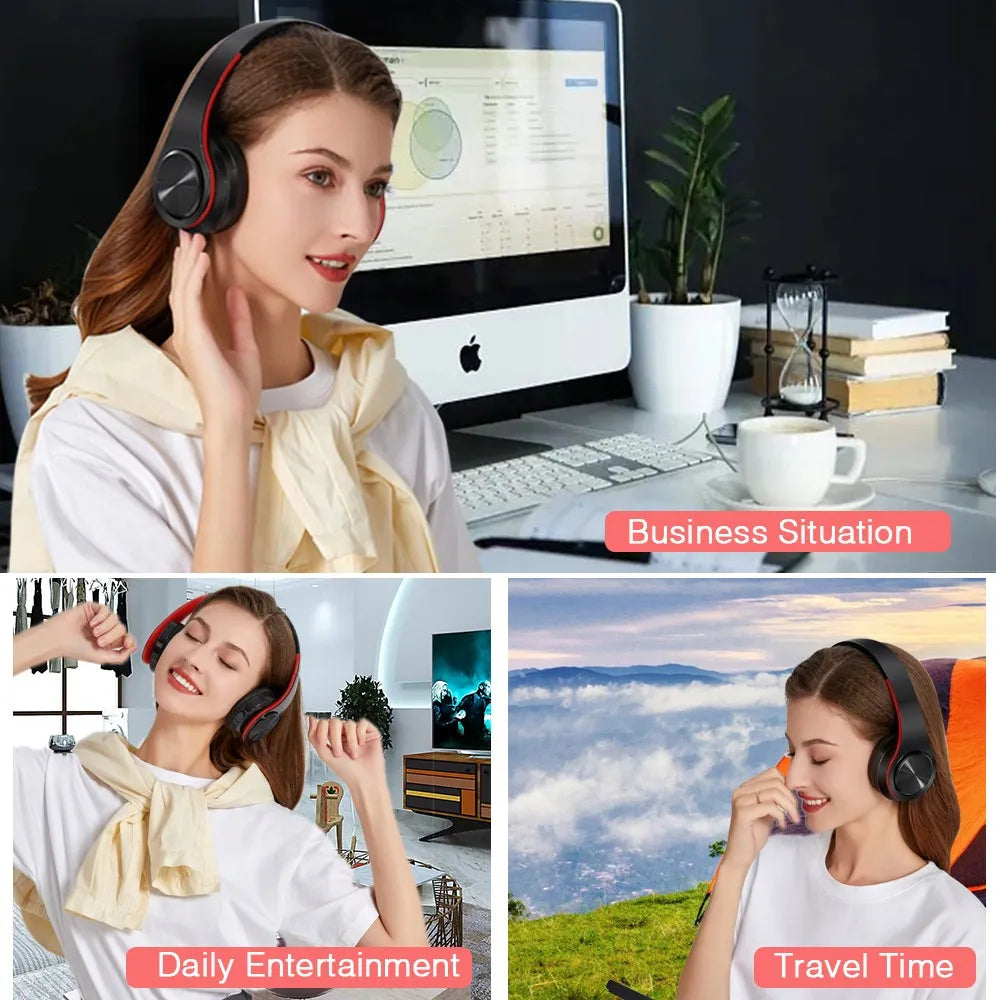 Wireless Bluetooth 5.3 Over-Ear Headphones with Mic & 20-Hour Playtime