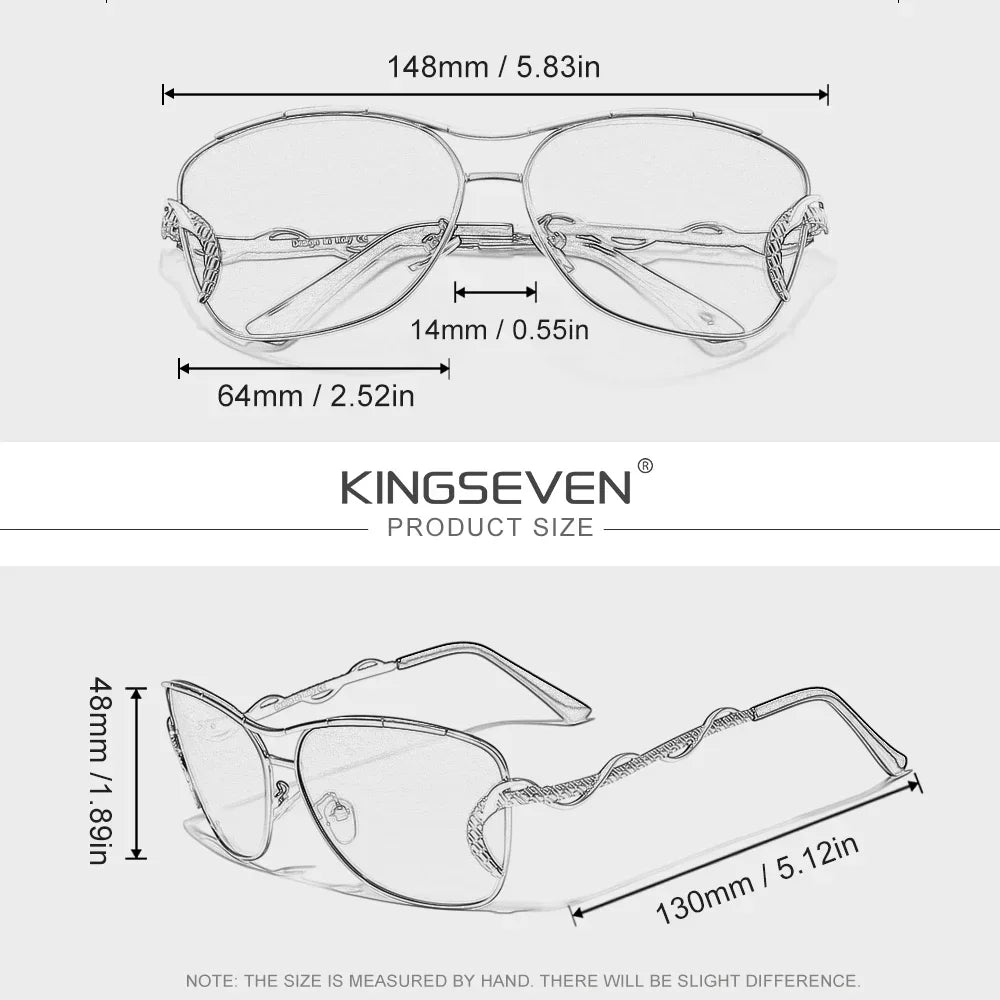 KINGSEVEN Polarized Women Sunglasses Oval Stainless Steel Frame UV400 Protection with Box