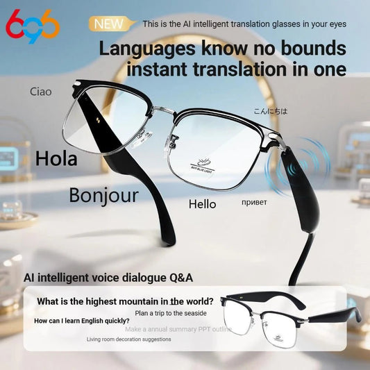 AI Bluetooth Smart Glasses with Real-Time Translation and Stereo Sound

