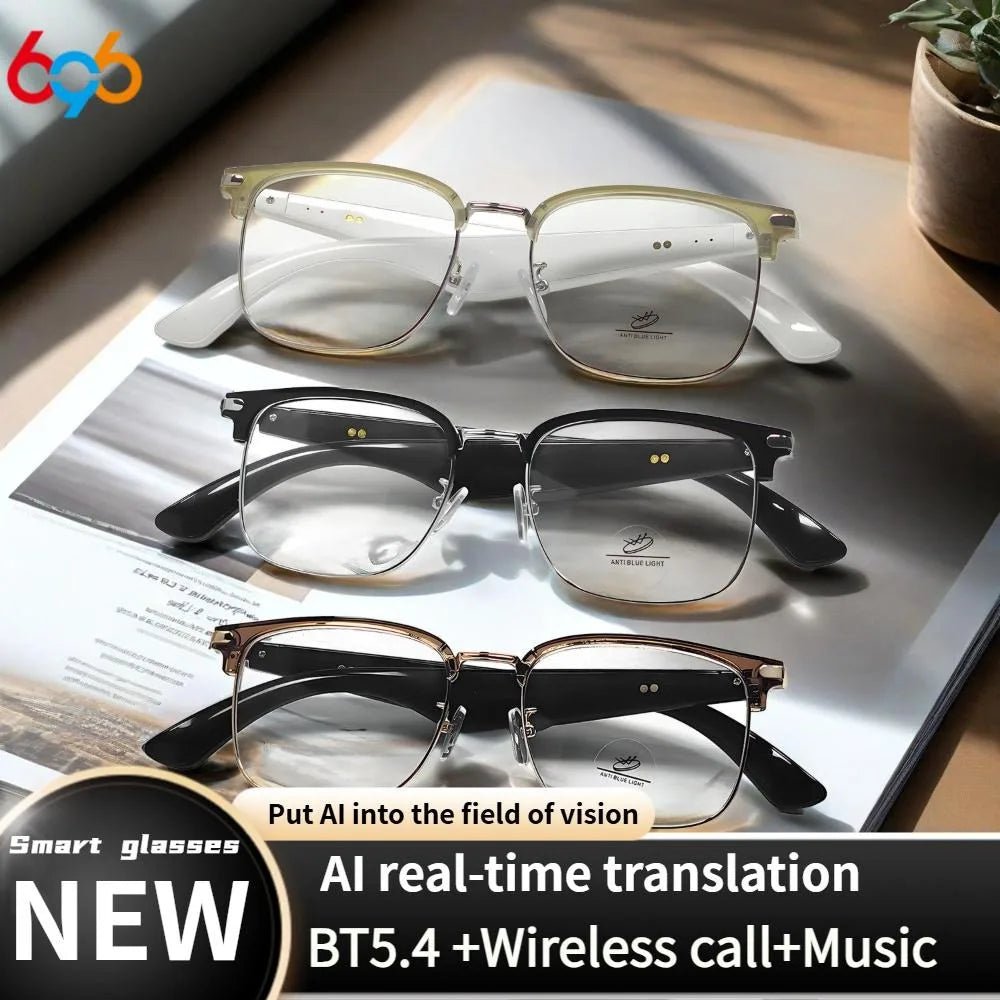 AI Smart Bluetooth Glasses with Real-Time Translation, Wireless Calling, and UV400 Protection in Multiple Frame Colors
