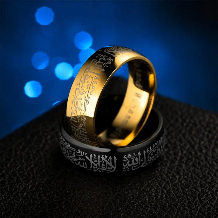 Maxmoon Trendy Titanium Steel Quran Messager rings Muslim religious Islamic halal words men women vintage bague Arabic God ring – Buy Now at SmartSellHub.shop