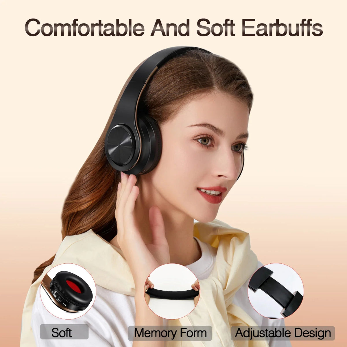 Men’s Gold Wireless Bluetooth Headphones | Stylish Stereo Earphones with Mic – Buy Now at SmartSellHub.shop