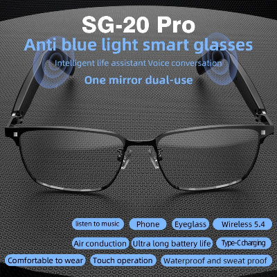 SG20 TWS 2 - in - 1 Smart Bluetooth Glasses | Convertible Sunglasses & Clear Lenses with Wireless Audio